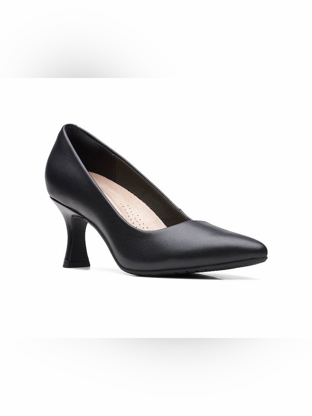 NWT Clarks Kataleyna Gem Black Leather Pointed Toe Pumps Size 7M – New in Box - Picture 1 of 6